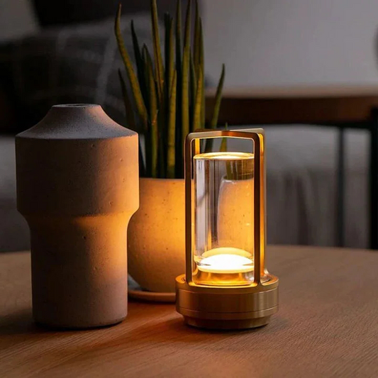 Skorter | Lantern Cordless Rechargeable Small Night Table Lamp Gold