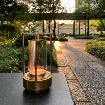 Skorter | Lantern Cordless Rechargeable Small Night Table Lamp Gold
