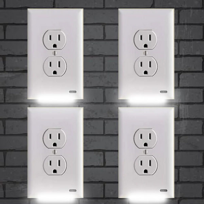 Skorter | Pack 4x LED Night Light Outlet Cover | Energy-Efficient, Automatic Sensor & Safe for Kids' Rooms