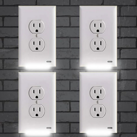 Skorter | Pack 4x LED Night Light Outlet Cover | Energy-Efficient, Automatic Sensor & Safe for Kids' Rooms