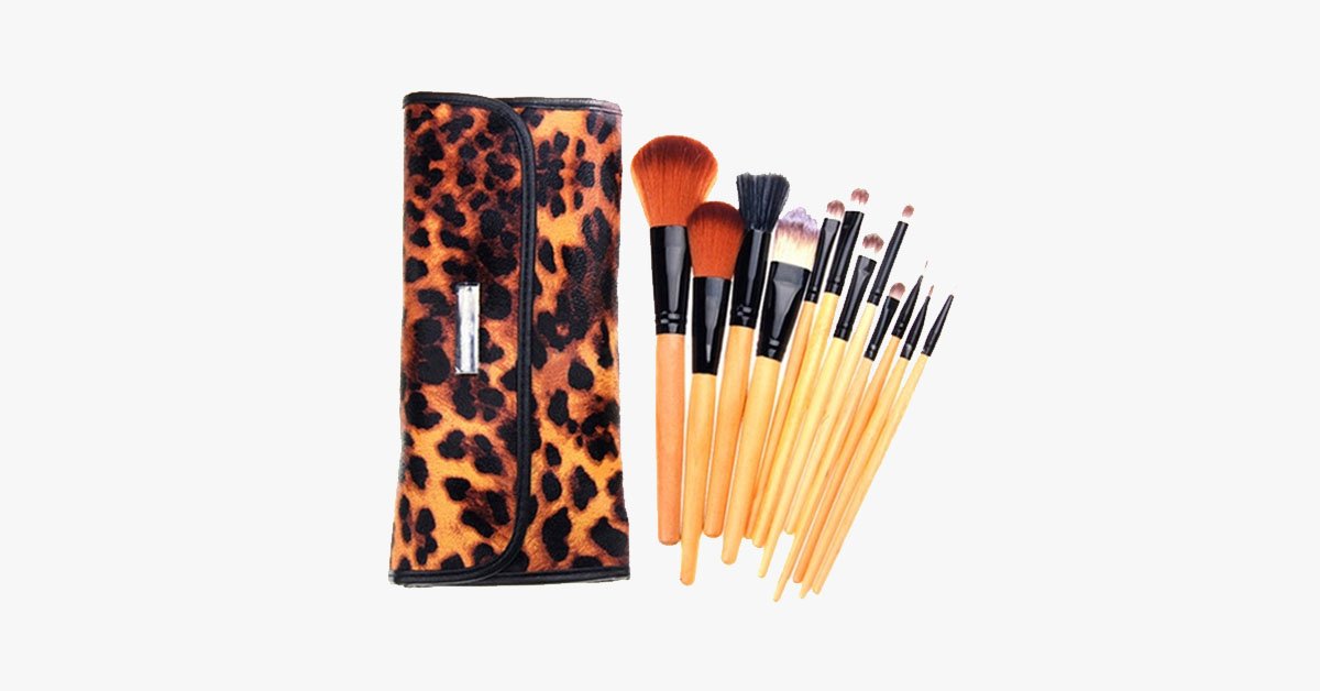 Skorter | 12-piece leopard skin brush set