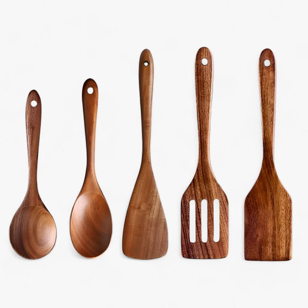 Skorter | Elegant Teak Wood Kitchen Utensil Set – 7-Piece