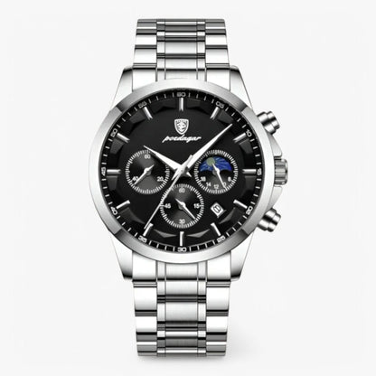 Skorter | Men’s Leather Strap Chronograph Watch with Date