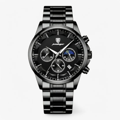 Skorter | Men’s Leather Strap Chronograph Watch with Date
