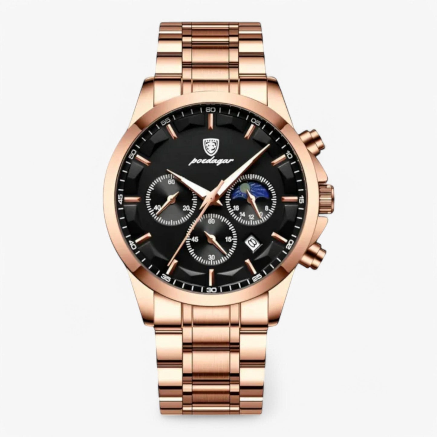 Skorter | Men’s Leather Strap Chronograph Watch with Date