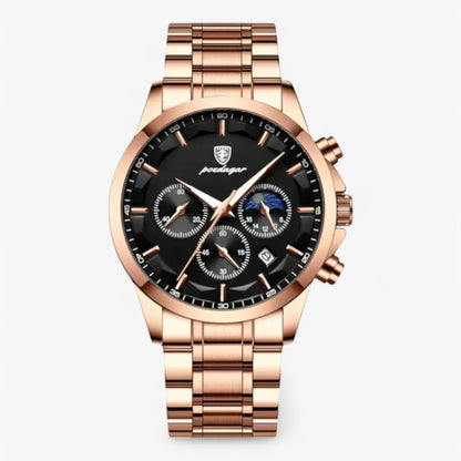 Skorter | Men’s Leather Strap Chronograph Watch with Date