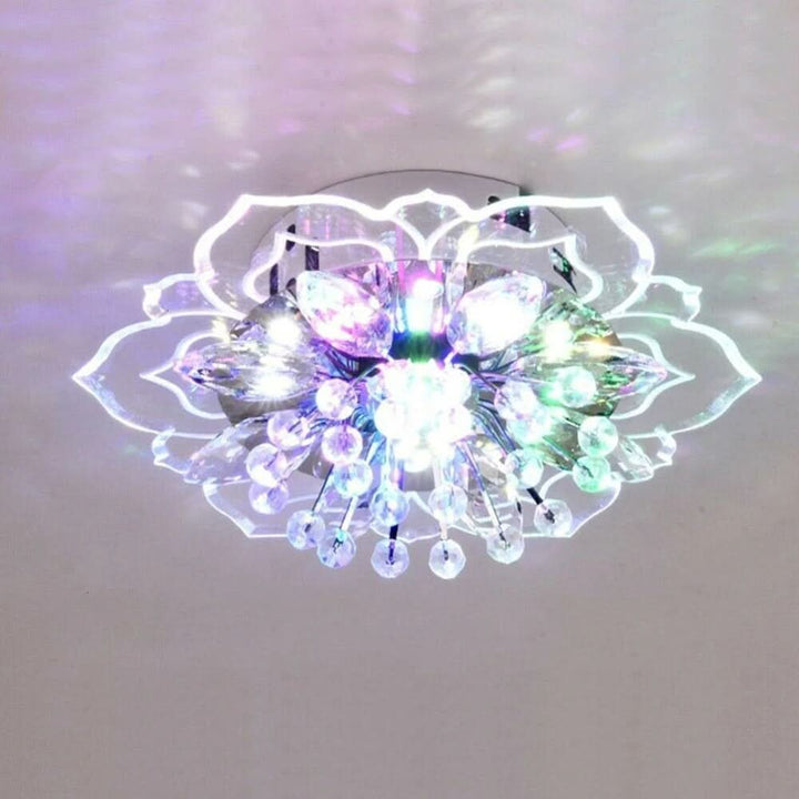 Skorter | FloralGlow LED Crystal Ceiling Lamp – Elegant Flower Design