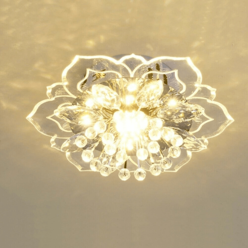 Skorter | FloralGlow LED Crystal Ceiling Lamp – Elegant Flower Design
