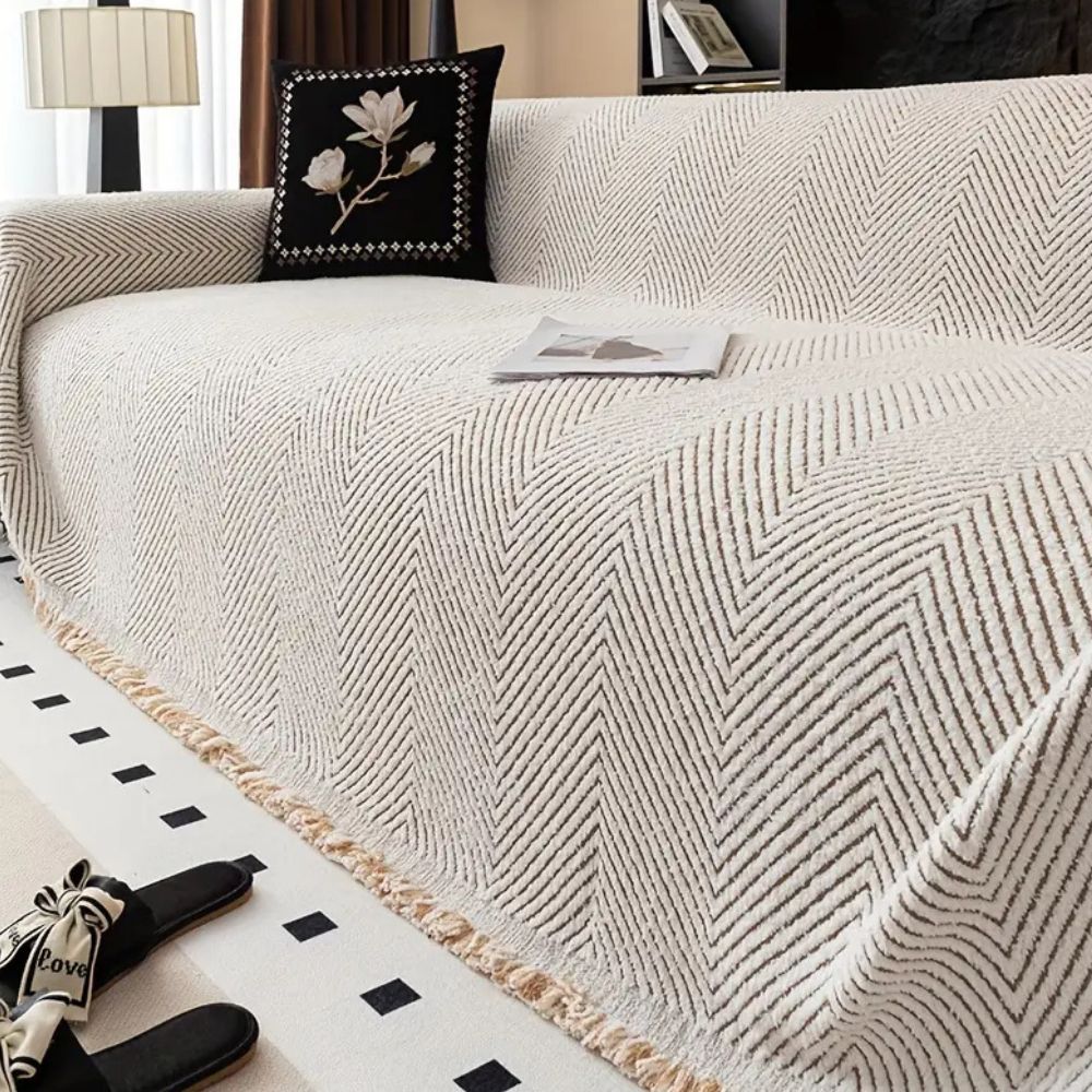 Skorter | CUSHVIVE – Herringbone Sofa Cover with Splash Protection and Non-Slip Design
