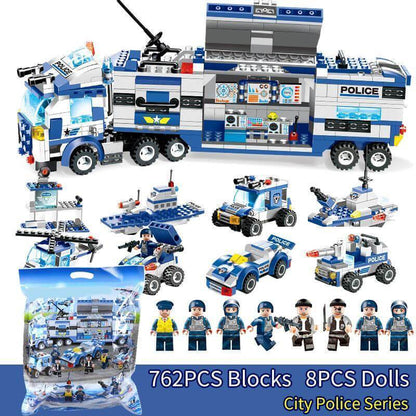 Skorter | 8 IN 1 City Police Truck Station Building Block Series SWAT Toy Gift For Kids
