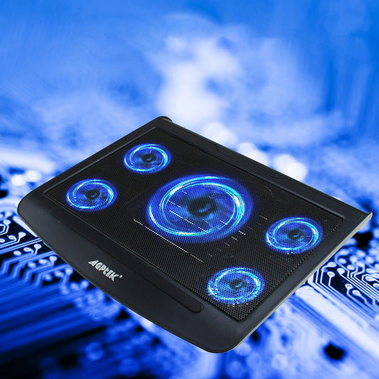 Skorter | Portable 5 Fan Cooling Pad LED Light Radiator