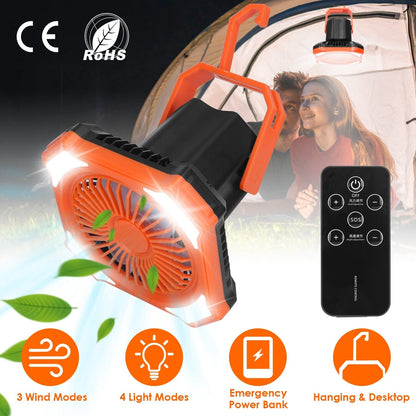 Skorter | Portable Camping Lantern Fan 10000mAh Battery Powered with 4 Light Modes