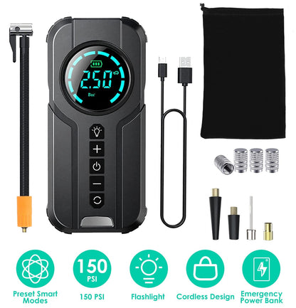 Skorter | Portable car compressor wireless electric air pump 150 PSI with LED light
