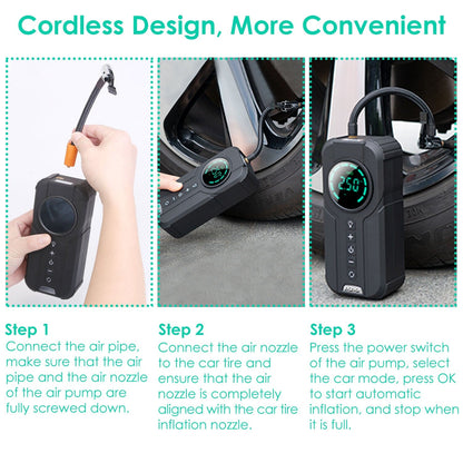 Skorter | Portable car compressor wireless electric air pump 150 PSI with LED light