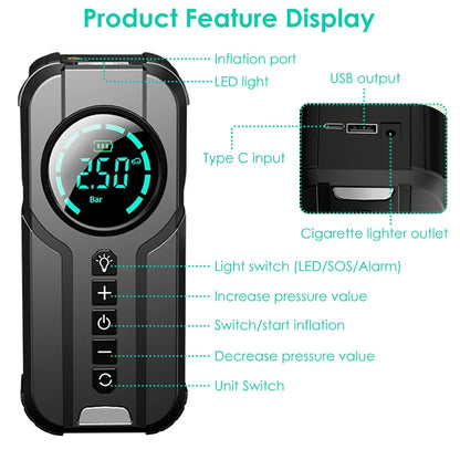 Skorter | Portable car compressor wireless electric air pump 150 PSI with LED light
