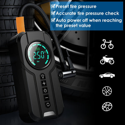 Skorter | Portable car compressor wireless electric air pump 150 PSI with LED light
