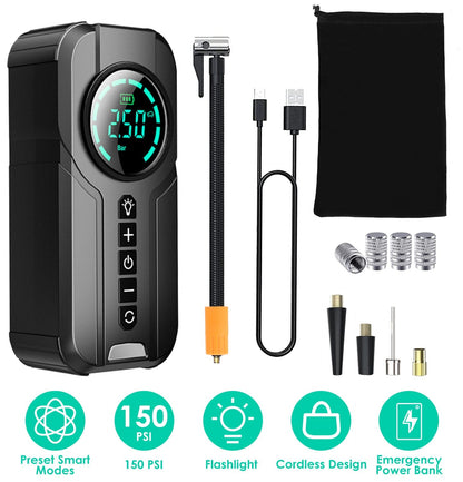 Skorter | Portable car compressor wireless electric air pump 150 PSI with LED light
