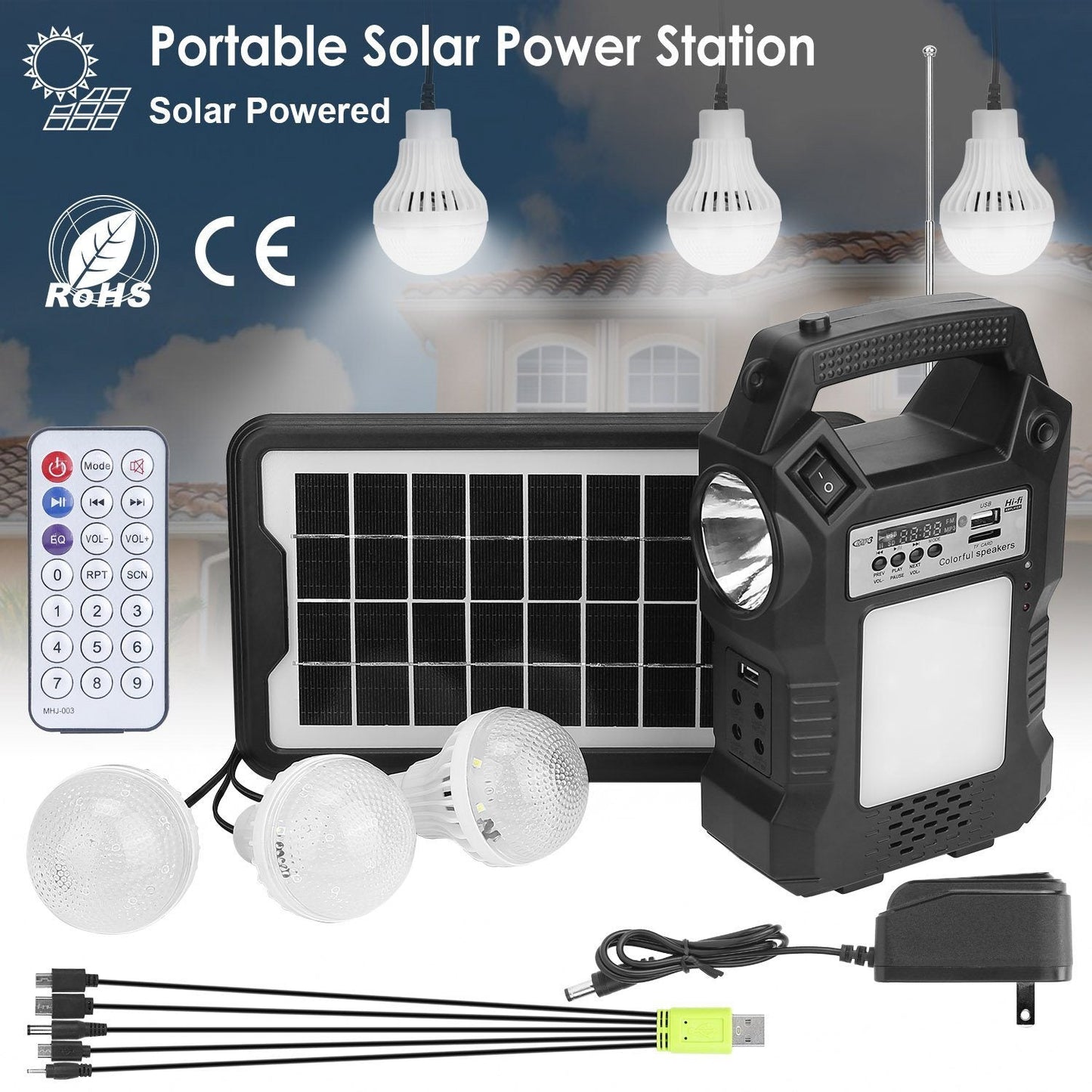 Skorter | Portable solar station with flashlight and 3 light bulbs
