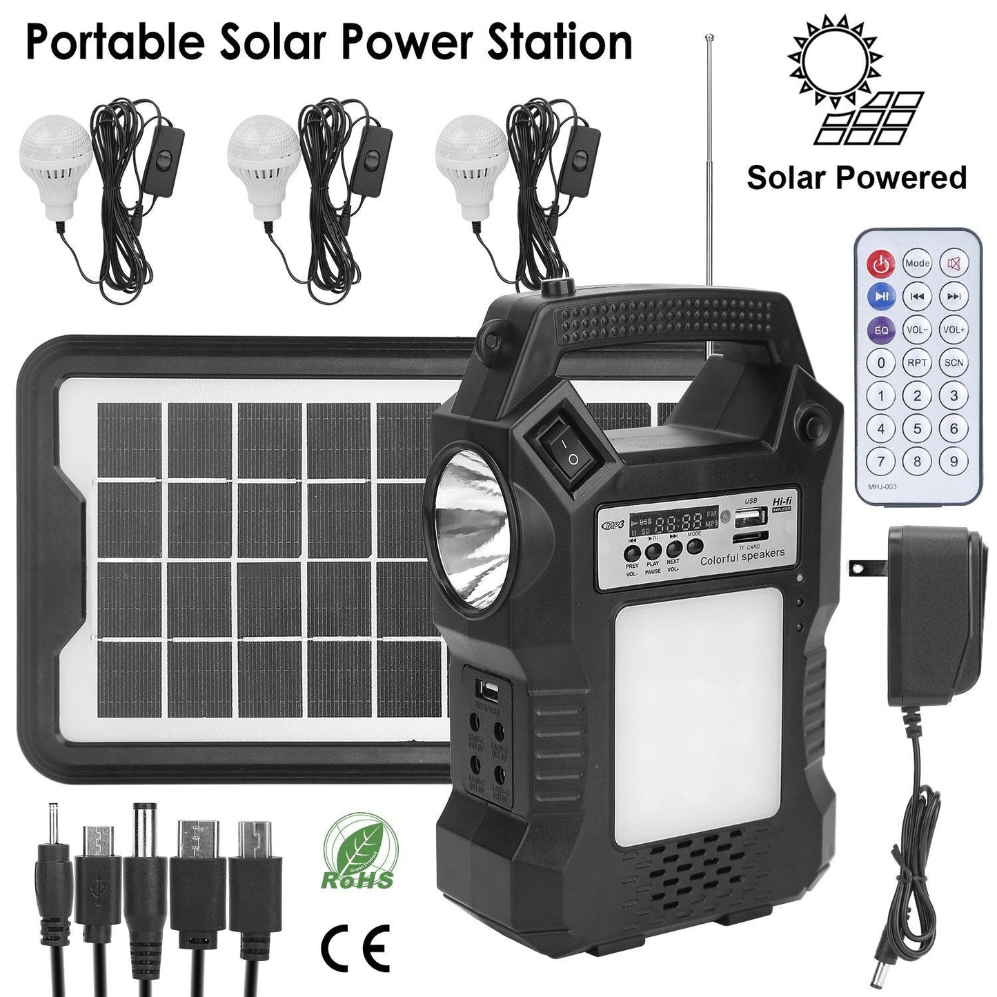 Skorter | Portable solar station with flashlight and 3 light bulbs