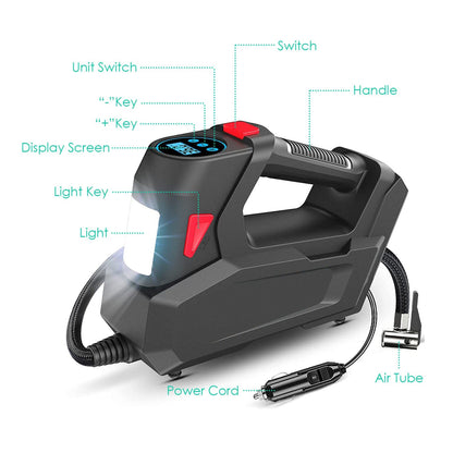 Skorter | Portable Tire Pump 120 PSI Max 90W Powered Tire Pump with Digital Screen LED