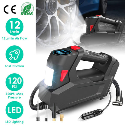 Skorter | Portable Tire Pump 120 PSI Max 90W Powered Tire Pump with Digital Screen LED