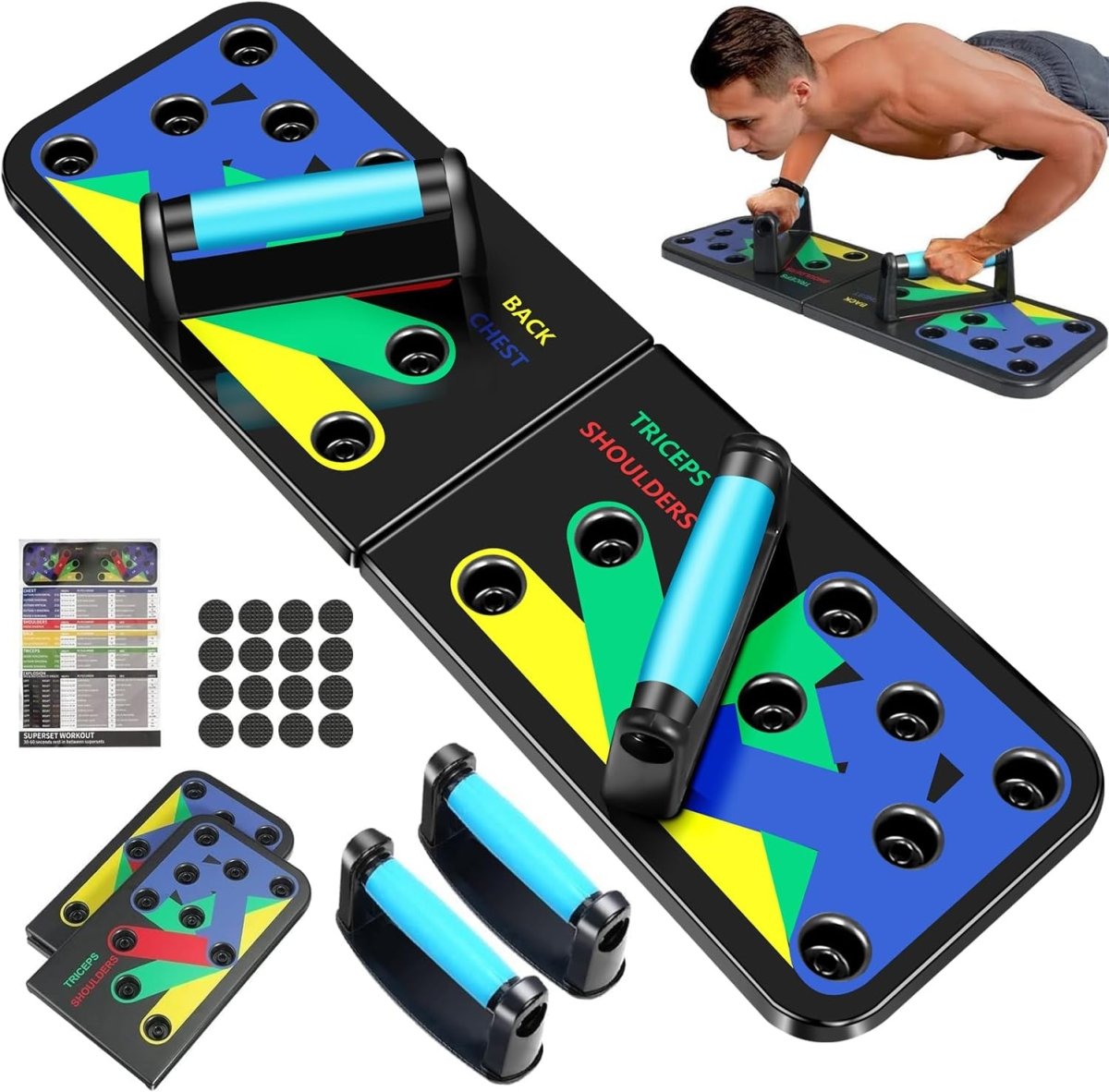 Skorter | Powerflex Push-Up Training Board – Color-Coded Chest, Shoulder & Triceps Workout – Durable & Portable Design – All Fitness Levels