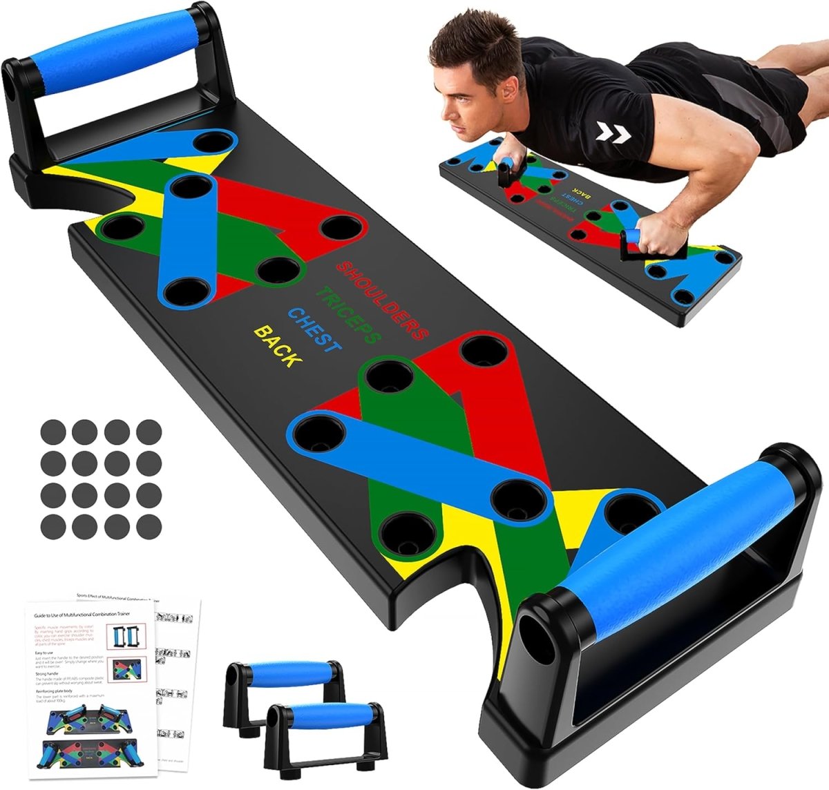 Skorter | Powerflex Push-Up Training Board – Color-Coded Chest, Shoulder & Triceps Workout – Durable & Portable Design – All Fitness Levels
