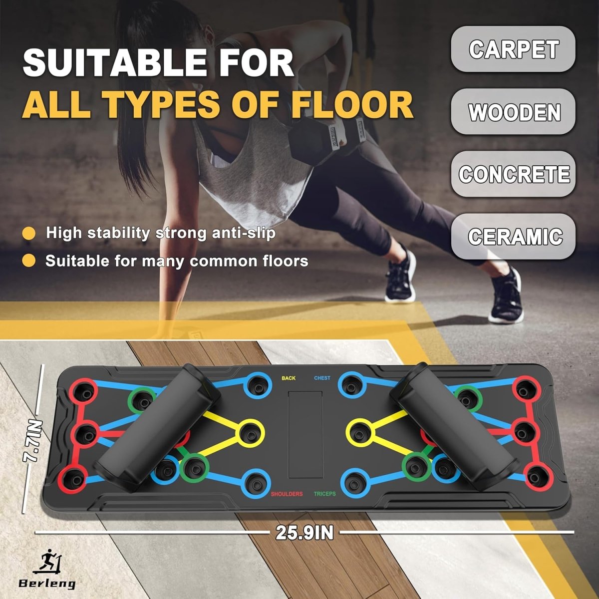 Skorter | Powerflex Push-Up Training Board – Color-Coded Chest, Shoulder & Triceps Workout – Durable & Portable Design – All Fitness Levels