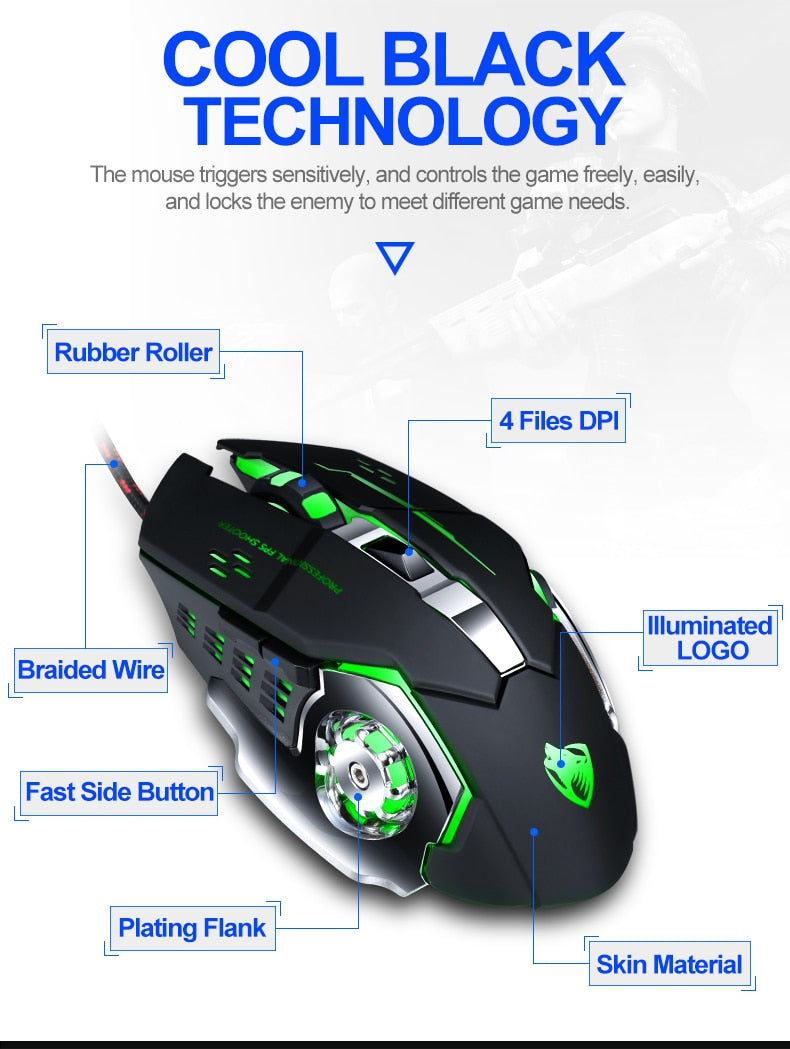 Skorter | 8D  3200DPI Adjustable Wired Optical LED Gaming Mouse