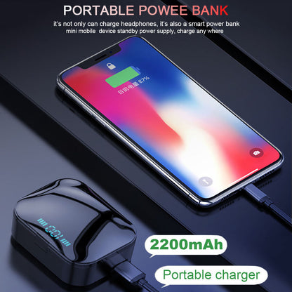 Skorter | Bluetooth 5.0 Wireless Waterproof Stereo Earbuds with 2200mah Power Bank