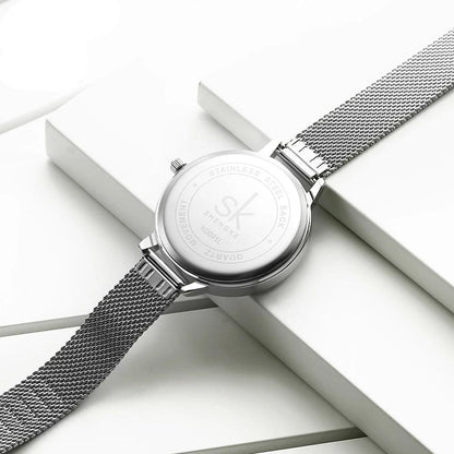 Skorter | Stainless Steel Mesh Band Quartz Ladies Watch