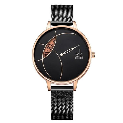 Skorter | Stainless Steel Mesh Band Quartz Ladies Watch