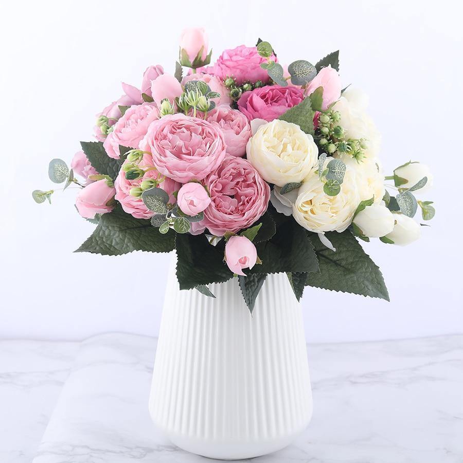 Skorter | 9-piece Silk Artificial Peonies Artificial Flowers