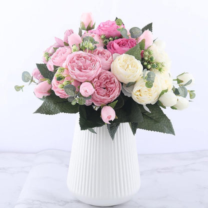 Skorter | 9-piece Silk Artificial Peonies Artificial Flowers