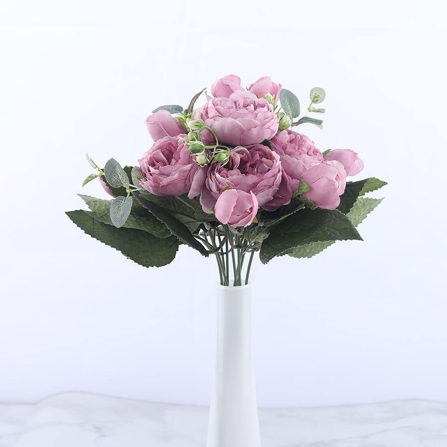 Skorter | 9-piece Silk Artificial Peonies Artificial Flowers