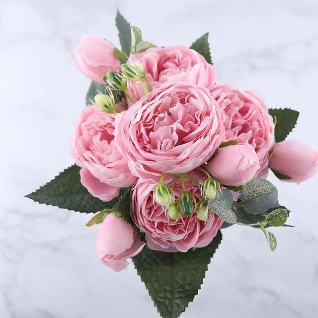 Skorter | 9-piece Silk Artificial Peonies Artificial Flowers
