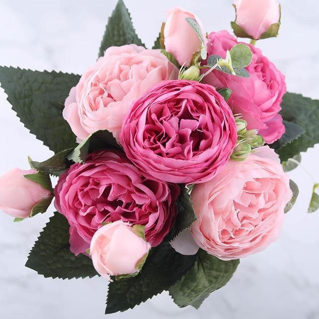 Skorter | 9-piece Silk Artificial Peonies Artificial Flowers