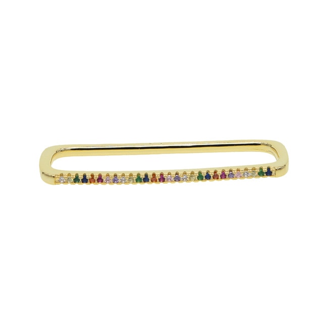 Skorter | 1 piece ear white rainbow cz rectangle cuff earring
