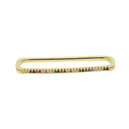 Skorter | 1 piece ear white rainbow cz rectangle cuff earring