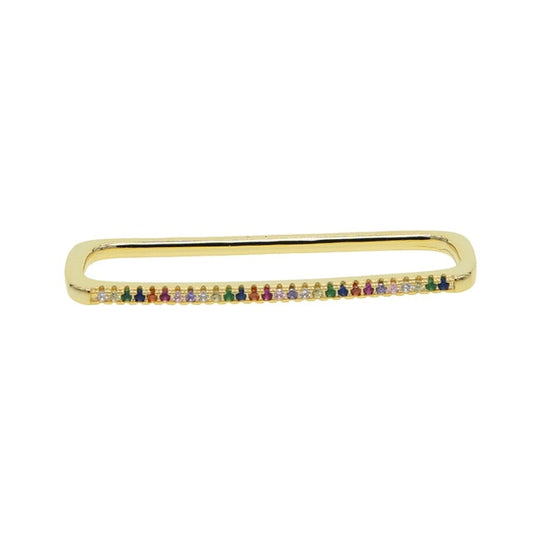 Skorter | 1 piece ear white rainbow cz rectangle cuff earring