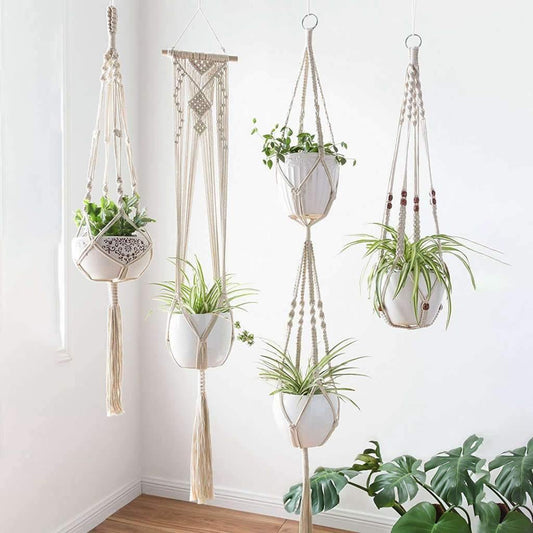 Skorter | 4-piece handmade Boho macrame plant hanger set