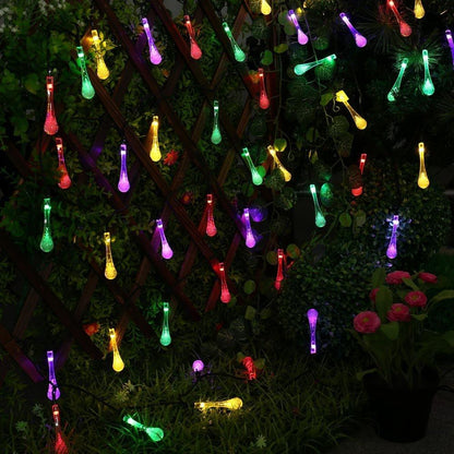 Skorter | LumiDew Solar Drops String Lights | Solar-Powered LED String Lights for Garden & Terrace | Warm White, White & Multicolor