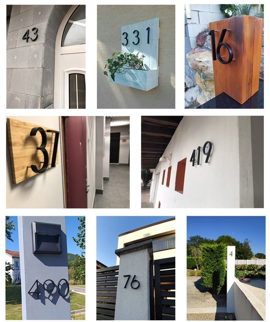 Skorter | Royelux Modern House Numbers - Stainless Zinc Alloy, Black Finish, 5" High