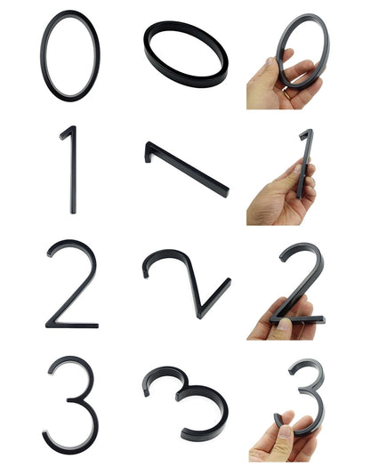 Skorter | Royelux Modern House Numbers - Stainless Zinc Alloy, Black Finish, 5" High