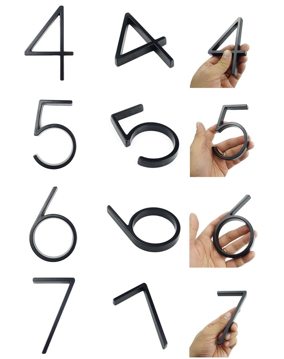 Skorter | Royelux Modern House Numbers - Stainless Zinc Alloy, Black Finish, 5" High