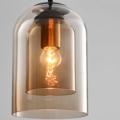 Skorter | Mica Mid-Century Pendant Lamp – Double Glass Shade with Iron Fittings