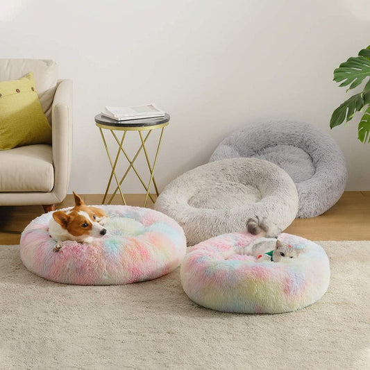 Skorter | Beef Rainbow Extra Plush Calming Donut Dog Beds