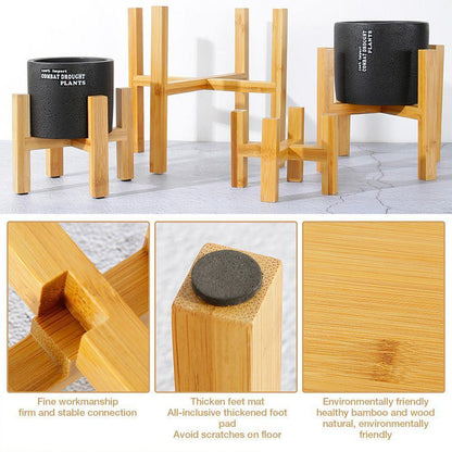 Skorter | BambooElevate Plant Stand made of bamboo wood | Adjustable & Stable | Perfect for indoors