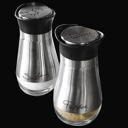 Skorter | and Pepper Shakers Stainless Steel Glass Set BPA Free, 4oz