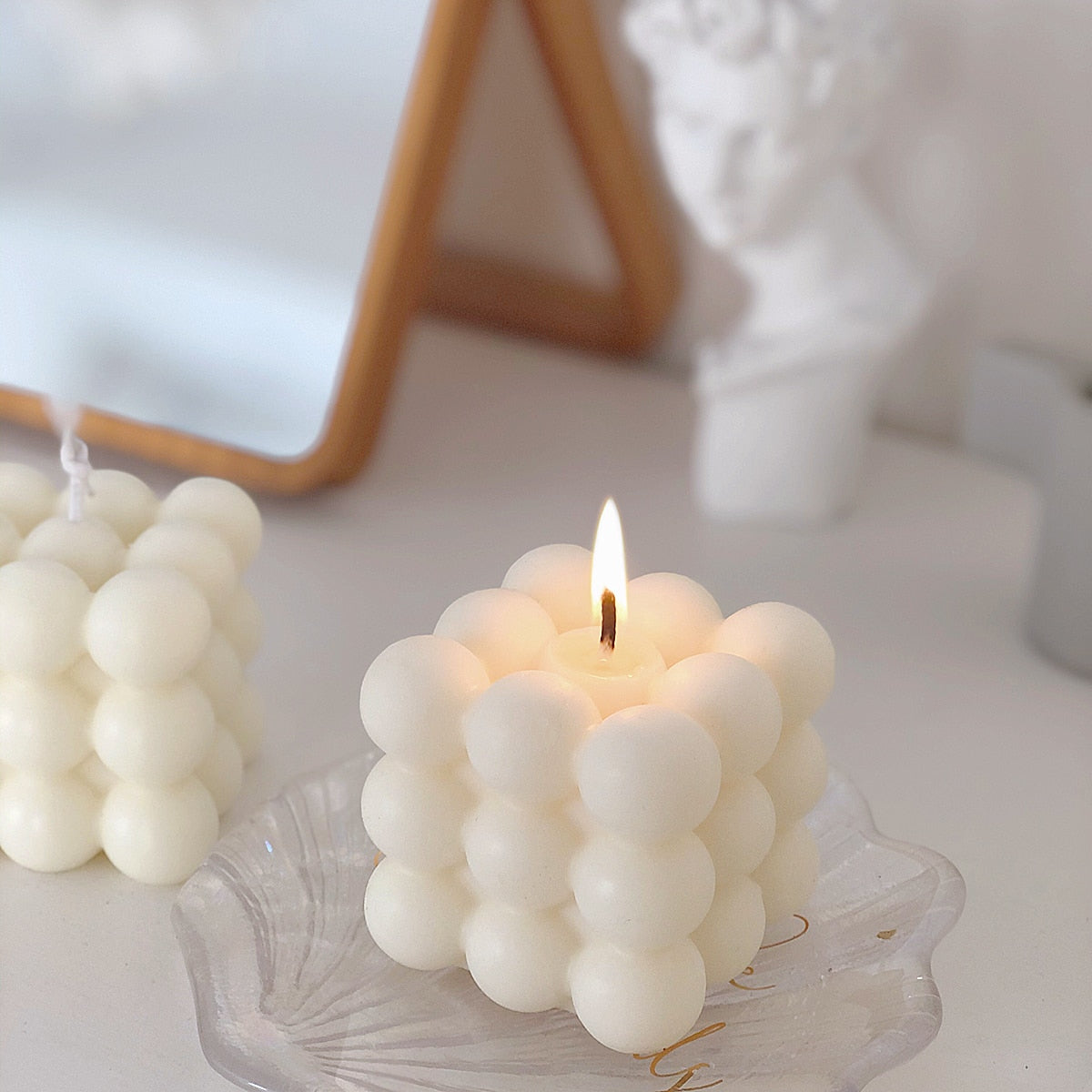 Skorter | Cube Soy Wax White Candle